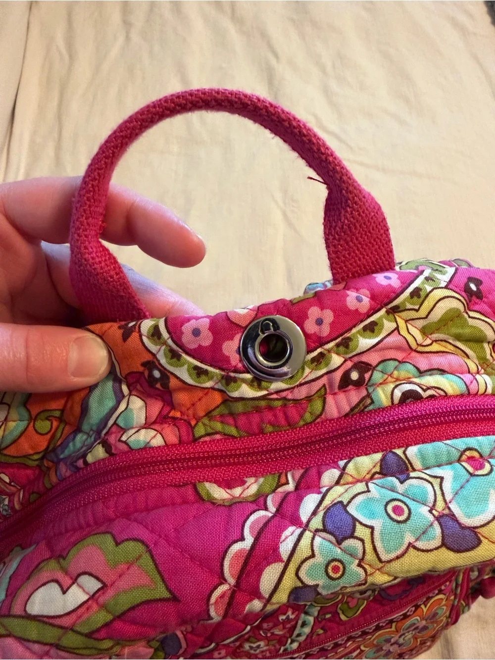 Vera Bradley Quilted Floral Paisley Backpack - Hot Pink & Orange